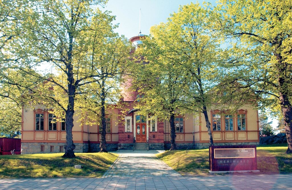 The exterior of the Rauma Maritime Museum in spring.