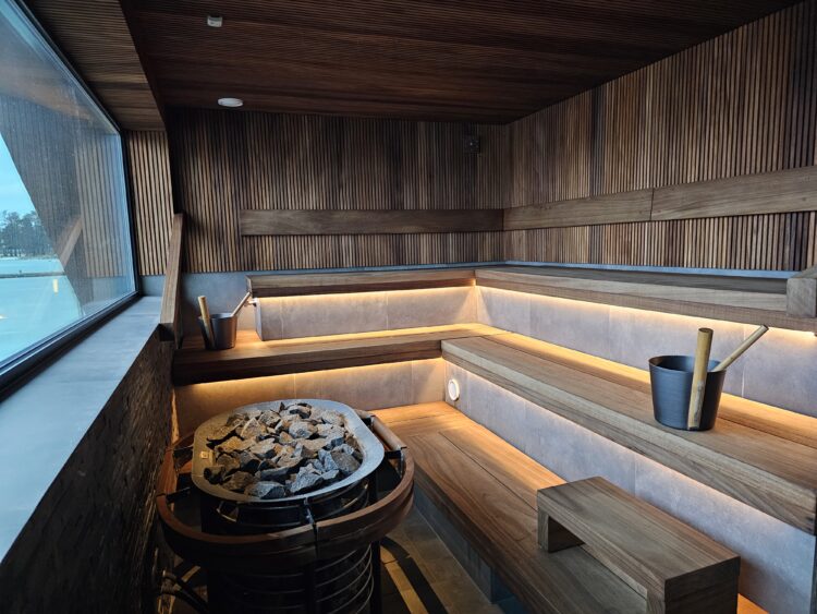 Marina Vista's sauna from the inside.