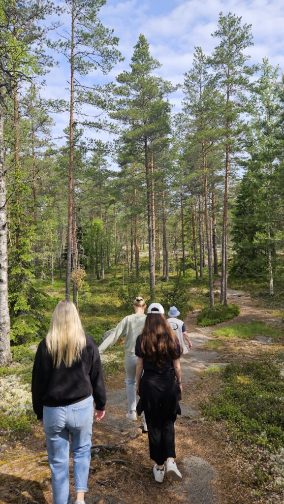 People walking in Sammallahdenmäki.