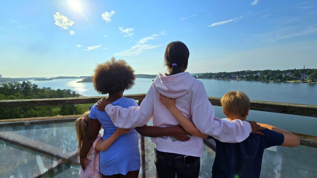 Four children in Kiikartorni lookout tower.